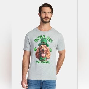 Kiss Me I'm Irish Dog T-Shirt - Gray with Green Print